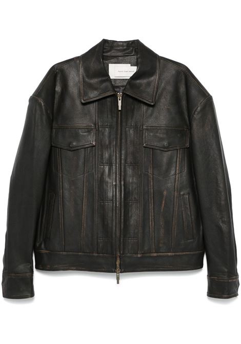 Black leather jacket Feng chen wang - men